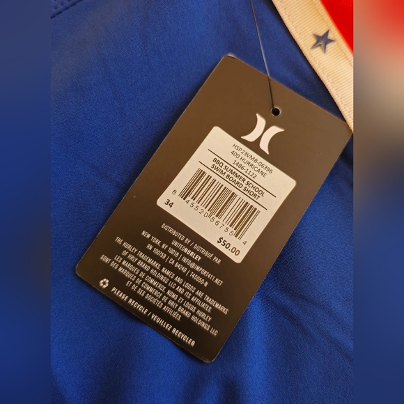 NWT Hurley Men's Swim Board Shorts Blue Red Size 34 - Picture 11 of 14